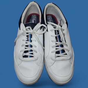 Keds Women’s Leather Sneakers Size 9 White Navy Trim Lace-Up Casual Shoes